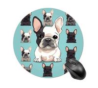 Simpatico tappetino per mouse rotondo con bulldog francese, impermeabile, antiscivolo, tappetino per mouse divertente, 19,8 x 19,8 cm, per computer, laptop, accessori da scrivania da ufficio
