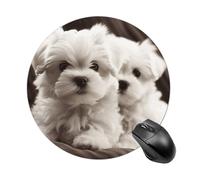 Simpatico tappetino per mouse rotondo con cucciolo di maltese carino piccolo tappetino per mouse per mouse wireless da gioco lavoro laptop mini tappetino per mouse decorazione per la casa ufficio