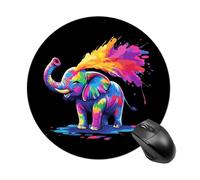 Simpatico tappetino per mouse rotondo con elefante tie-dye con base in gomma antiscivolo, impermeabile, per computer portatile e ufficio