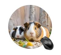 Simpatico tappetino per mouse rotondo con maialino d'India, tappetino per mouse da gioco, ad alta densità, portatile, comodo, per scrivania, casa, ufficio, 19 x 20 cm