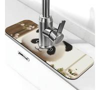 Simpatico tappetino per rubinetto a forma di panda bianco per lavello da cucina, super assorbente, cattura spruzzi, diatomite ad asciugatura rapida in pietra per rubinetto antigoccia, vassoio per