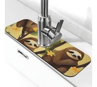 Simpatico tappetino per rubinetto con bradipi dei cartoni animati per lavello da cucina, tappetino antiscivolo per rubinetto paraspruzzi, diatomite ad asciugatura rapida in pietra per rubinetto
