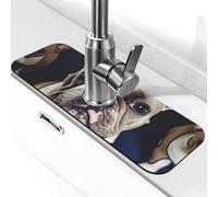 Simpatico tappetino per rubinetto con bulldog francese per lavello da cucina, paraspruzzi, 14,9 x 38,1 cm, diatomite, ad asciugatura rapida, vassoio per lavello super assorbente con ventosa per