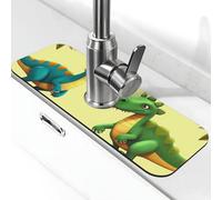 Simpatico tappetino per rubinetto con dinosauri dei cartoni animati per lavello da cucina - Aggiornamento premium 2025: diatomite super assorbente ad asciugatura rapida rubinetto ventosa lavabile