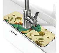 Simpatico tappetino per rubinetto con dinosauri dei cartoni animati per lavello da cucina, tappetino antiscivolo per rubinetto paraspruzzi, diatomite ad asciugatura rapida in pietra per rubinetto