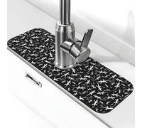 Simpatico tappetino per rubinetto con geco lucertola bianco nero per lavello da cucina, tappetino drenante per lavello da cucina, paraspruzzi, assorbente ad asciugatura rapida, tappetino per lavello