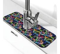 Simpatico tappetino per rubinetto con geco verde lucertola colorato per lavello da cucina, tappetino drenante per lavello da cucina, paraspruzzi, assorbente ad asciugatura rapida, tappetino per