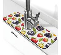 Simpatico tappetino per rubinetto con stampa di fragole e uva per lavello da cucina, rubinetti, tappetino paraspruzzi assorbente ad asciugatura rapida, tappetini per lavello da cucina per lo scarico