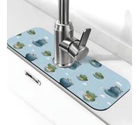 Simpatico tappetino per rubinetto con stampa ippopotamo coccodrillo per lavello da cucina, rubinetti, tappetino paraspruzzi assorbente ad asciugatura rapida, tappetini per lavello da cucina per lo