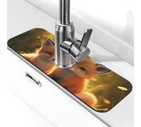 Simpatico tappetino per rubinetto con volpi per lavello da cucina, super assorbente, cattura spruzzi, diatomite ad asciugatura rapida in pietra per rubinetto antigoccia, vassoio per lavello del bagno