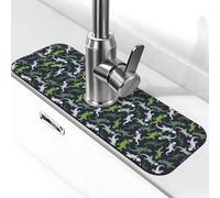 Simpatico tappetino per rubinetto verde lucertola geco per lavello da cucina, tappetino drenante per lavello da cucina, paraspruzzi, assorbente ad asciugatura rapida, tappetino per lavello da cucina