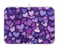 Simpatico tappetino per scolapiatti con cuori viola per San Valentino7, assorbente, tappetino lavabile sotto scolapiatti accessori da cucina per piano di lavoro, grande, 45,7 x 61 cm
