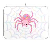 Simpatico tappetino riutilizzabile rosa ragnatela stella bianco rosa 45,7 x 61 cm rettangolare grande scolapiatti opaco decorativo per la casa essenziale