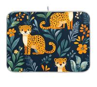 Simpatico tappetino riutilizzabile verde giungla leopardo 45,7 x 61 cm rettangolare grandi stuoie di asciugatura per piatti in microfibra decorativo per la casa essenziale