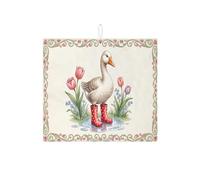 Simpatico tappetino scolapiatti a forma di anatra, per bancone della cucina, motivo floreale vintage, assorbente, tappetino scolapiatti in microfibra per giardino primaverile, decorazione per la casa