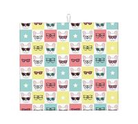 Simpatico tappetino scolapiatti a forma di bulldog francese, tappetino in microfibra per scolapiatti per bancone della cucina, tappetino super assorbente, tappetino per scolapiatti lavabile in