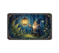 Simpatico tappetino scolapiatti a forma di gnomo per bancone della cucina, in gomma assorbente blu con foresta stellata, tappetino scolapiatti in pelle ecologica in poliuretano naturale, 30,5 x 50,8