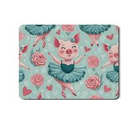 Simpatico tappetino scolapiatti a forma di maialino ballerina, per bancone della cucina, in gomma assorbente con motivo floreale vintage, decorazione da cucina, 45,7 x 61 cm