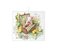 Simpatico tappetino scolapiatti a forma di maialino per bancone della cucina, fantasia floreale, assorbente, tappetino scolapiatti in microfibra primaverile per decorazione bancone della cucina, 40,6