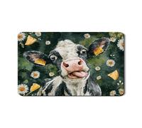 Simpatico tappetino scolapiatti a forma di mucca per bancone della cucina, fantasioso nero e bianco mucca assorbente in gomma scolapiatti tappetino per scolapiatti in pelle PU floreale per decorazione