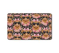 Simpatico tappetino scolapiatti a forma di mucca, per bancone della cucina, in gomma assorbente, motivo floreale di pesca, tappetino scolapiatti chic per bar, 30,5 x 50,8 cm