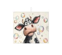 Simpatico tappetino scolapiatti a forma di mucca, per bancone della cucina, motivo a bolle, assorbente, divertente, in microfibra, per bancone della cucina, protezione da bar, 40,6 x 45,7 cm