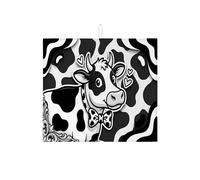 Simpatico tappetino scolapiatti a forma di mucca per bancone della cucina, tappetino scolapiatti assorbente bianco nero in stile cartone animato, tappetino scolapiatti in microfibra per decorazione