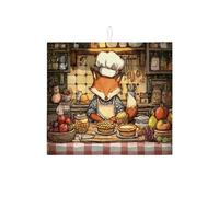 Simpatico tappetino scolapiatti a forma di volpe per bancone della cucina, tappetino scolapiatti assorbente rustico in microfibra autunnale per bancone della cucina, protezione da bar, 40,6 x 45,7 cm