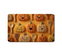 Simpatico tappetino scolapiatti a forma di zucca per bancone della cucina, tappetino scolapiatti in gomma assorbente con zucca arancione felice, tappetino scolapiatti in pelle PU autunnale per