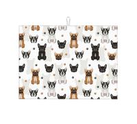 Simpatico tappetino scolapiatti con bulldog_D francese, in microfibra, grande tappetino scolapiatti per bancone della cucina, tappetino super assorbente, tappetino scolapiatti facile da pulire, 45,7 x