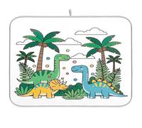 Simpatico tappetino scolapiatti con dinosauro bianco per bancone della cucina, tappetino scolapiatti reversibile assorbente, 45,7 x 61 cm