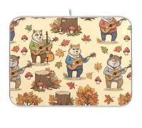 Simpatico tappetino scolapiatti con foresta autunnale, assorbente in microfibra, per bancone della cucina, 45,7 x 61 cm