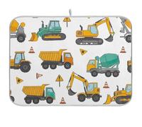 Simpatico tappetino scolapiatti con veicoli da costruzione, reversibile, per cucina, bancone della cucina, decorazione per la casa, 45,7 x 61 cm