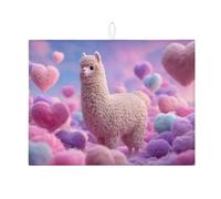 Simpatico tappetino scolapiatti in alpaca per bancone della cucina, motivo a cuore pastello assorbente, tappetino scolapiatti in microfibra primavera/autunno, per bancone della cucina, protezione da