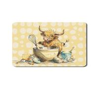 Simpatico tappetino scolapiatti in gomma assorbente a forma di mucca delle Highland, perfetto per la primavera e la stagione di cottura, 30,5 x 50,8 cm