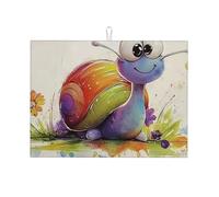 Simpatico tappetino scolapiatti in microfibra a forma di lumaca dagli occhi grandi, riutilizzabile, lavabile, per accessori da cucina, 45,7 x 61 cm