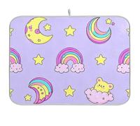 Simpatico tappetino scolapiatti riutilizzabile a forma di stella arcobaleno viola pesca 45,7 x 61 cm rettangolare grande scolapiatti vassoio decorativo per la casa essenziale