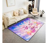 Simpatico tappeto Axolotl per bambini, motivo animale, galassia e cielo stellato, tappeto per interni e ingresso per ragazze e ragazzi, tappeto antiscivolo magico con stelle e cuore, decorazione per