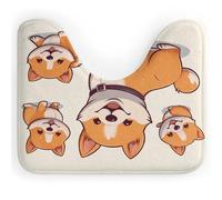 Simpatico tappeto da bagno con cane Shiba Inu, a forma di U, assorbente, morbido, per base WC ovale, lavabile, antiscivolo, ad asciugatura rapida, per vasca e pavimento doccia