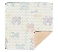 Simpatico tappeto da gioco per bambini con fiocco fresco in blu cipria, morbido, imbottito, lavabile, per attività di intrattenimento, per bambini, 127 x 127 cm