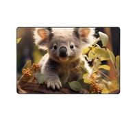 Simpatico tappeto in morbida flanella a forma di koala, 152,4 x 99,1 cm, in memory foam antiscivolo, ideale per soggiorno e ufficio.