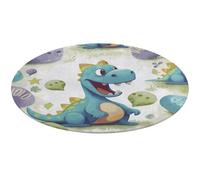 Simpatico tappeto rotondo a forma di dinosauro, morbido, assorbente, tappetino da bagno, ingresso, antiscivolo, tappetino per porta anteriore e posteriore, 80 x 80 cm, per camera da letto, soggiorno