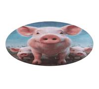 Simpatico tappeto rotondo con famiglia di animali, morbido, assorbente, tappetino da bagno per ingresso, antiscivolo, tappetino per porta anteriore e posteriore, 80 x 80 cm, per camera da letto