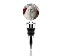 Simpatico tappo per vino a forma di gatto bianco, in metallo, decorativo, elegante, riutilizzabile, a prova di perdite, per regali, bar, feste, matrimoni