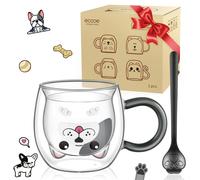 Simpatico Tazza Cane in Vetro Doppia Parete 280ml Bicchiere per Caffè Cappuccino