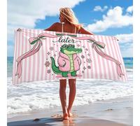 Simpatico telo mare in microfibra di coccodrillo, design a righe di pesca, ad asciugatura rapida, morbido e leggero, senza sabbia, per vacanze, piscina, viaggi, 70 x 157 cm