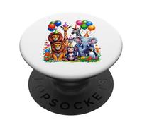Simpatico tema zoo per feste a tema animali per ragazze o ragazzi, mamme o papà PopSockets PopGrip Adesivo