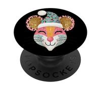 Simpatico topo colorato cappello di Babbo Natale gioioso PopSockets PopGrip Adesivo