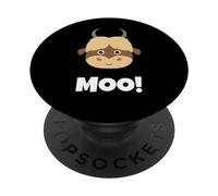 Simpatico toro amichevole dice Moo per bambini, donne e uomini PopSockets PopGrip Adesivo