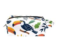 Simpatico Tucano Uccelli e Foglie Modello Senza Cuciture Donne Cosmetici Sacchetto di Immagazzinaggio Cosmetici Sacchetto di Trucco Appeso Borsa Da Toeletta Borsa Portatile, Multicolore 01,